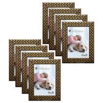 Kit 8 Molduras Porta Retrato 15x21 3cm Relevo Dourado