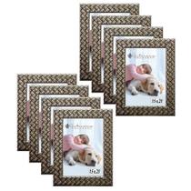 Kit 8 Molduras Porta Retrato 15x21 3cm Relevo Prateado