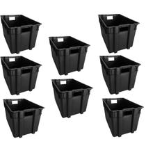 Kit 8 Organizador Multiuso Caixa 60 Lts Preta S/ Tampa