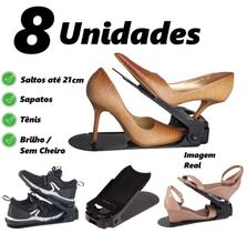 Kit 8 Organizadores de sapato com furo: sapato, saltos e tênis com regulagem de altura - Preto