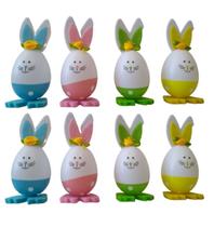 Kit 8 Ovos De Páscoa Com Rosto Plástico Enfeite Decoração Ovinhos Mini Coelho Festa Coelhinho Cesta