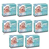 Kit 8 pacotes fraldas infantis com 18 tiras lippy baby - m - total 144 fraldas Kit 8 pacotes fraldas infantis com 18 tiras lippy baby - m - total 144 fraldas