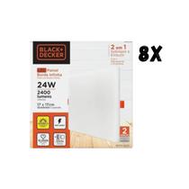 Kit 8 Painéis LED 2x1 24W 3000K Quadrado Black Decker
