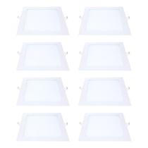 Kit 8 Painel Led Embutir Quadrado Luz Neutra 6500K 24W 29Cm