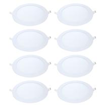 Kit 8 Painel LED Embutir Redondo Luz Neutra 4000K 18W 22cm