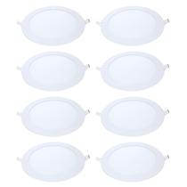 Kit 8 Painel Led Embutir Redondo Luz Neutra 4000K 18W 22Cm