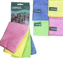 Kit 8 Panos de Limpeza 30x30cm Collors em Microfibra Pano Multiuso com Alta Absorção Secagem Rápida