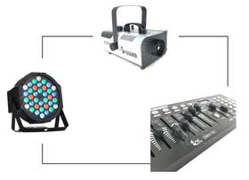 Kit 8 par led 36w de 1w dmx 512 maquina de fumaça 1200w