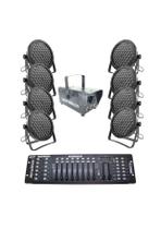 Kit 8 Par Led Slim 60 Led 3W+Máq Fumaça 600W+Mesa Dmx512