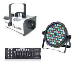 KIT 8 PAR LED SLIM 60 LEDS RGBWA 3W Dmx512 Fumaça 1200W