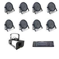 Kit 8 Par Leds + Máquina De Fumaça 1200W + Mesa Dmx 512