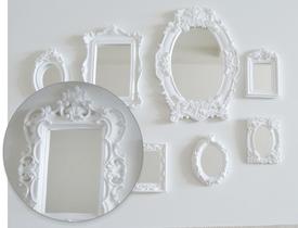Kit 8 Pç Molduras Resina D119 Espelho Vintage Parede Provençal Rosa Dourado Preto Branco Hall Kit 8 Pç Molduras Resina D119 Espelho Vintage Parede Provençal Rosa Dourado Preto Branco Hall