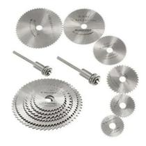 Kit 8 Pcs 6 Disco Corte Serra 2 Haste Micro Retifica jogo acessórios ferramentas completo