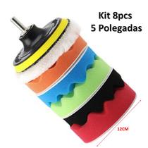 Kit 8 pcs Boinas Esponjas de Polimento Automotivo 5 Polegadas (12cm) para Parafusadeira e Furadeira
