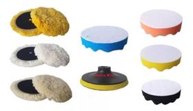 Kit 8 Pcs Polimento - Boinas De Espuma + Boinas De Lã 5 Pol. Kit 8 Pcs Polimento - Boinas De Espuma + Boinas De Lã 5 Pol.