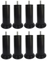 Kit 8 Pe Cama Box Fixo Preto 12cm Plástico Com Parafuso Central