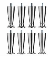 Kit 8 Pé Cama Box Queen Bipart Baú Rubi Cinza Cromado 12cm