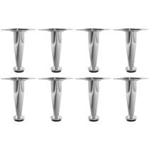 Kit 8 Pé Para Móveis Regulável Cônico Cromado 12cm em Aço