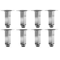 Kit 8 Pé Para Móveis Regulável Quadrado Cromado 12cm Aço