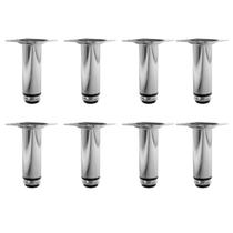 Kit 8 Pé Para Móveis Regulável Redondo Cromado 8cm Aço