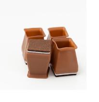 Kit 8 Pé Quadrado Proteção Feltro No Solado Marrom Silicone