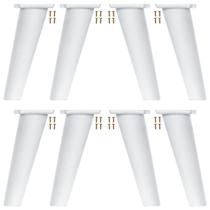 Kit 8 Pé Retrô de Plástico Branco Resistente para Móveis Cômoda Design Clássico e Fácil Instalação