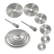 Kit 8 Peças 6 Mini Disco Corte 2 Haste Dremel Mini Retifica