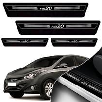 Kit 8 Peças Adesivo Soleira Porta Hb20 2013 2014 2015 2016 2017 2018 2019 - Preto - Emblema Tech