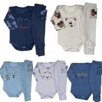 Kit 8 Peças Body Bebe E Mijão Pé Reversível Bordado Menino Menina