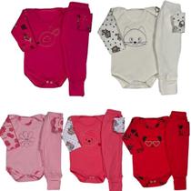 Kit 8 Peças Body Bebe E Mijão Pé Reversível Bordado Menino Menina