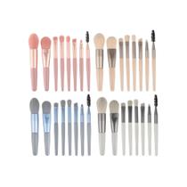 Kit 8 Peças Combo De Pincéis De Maquiagem Com Case Transparente Para Viagem