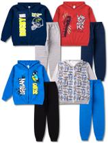 Kit 8 Peças Conjunto de Moletom Infantil Masculino Roupa Inverno Menino - 4 Jaquetas e 4 Calças