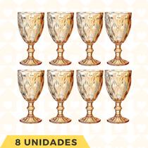 Kit 8 Peças Copo Taças Vidro 330ML Diamond Ambar Kit 8 Peças Copo Taças Vidro 330ML Diamond Ambar
