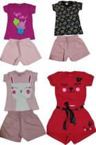 Kit 8 Peças de Roupa Infantil Menina Feminino 4 Conjuntos de Verão Infantil