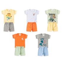 kit 8 peças de roupas são 4 conjuntos masculino infantil bebê nenem menino verão bermuda e camisa ta