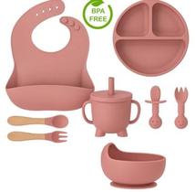 Kit 8 Peças em Silicone Alimentação Bebê Rosa Kit 8 Peças em Silicone Alimentação Bebê Rosa