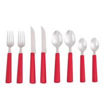 Kit 8 Peças Faqueiro Talheres Inox Riviera Brinox Vermelho