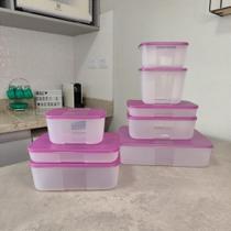 Kit 8 Peças Freezer Mate com Tampa Roxa - Tupperware Kit 8 Peças Freezer Mate com Tampa Roxa - Tupperware