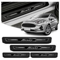 Kit 8 Peças Soleira De Porta Resinada Ford New Fiesta Todos - Preta