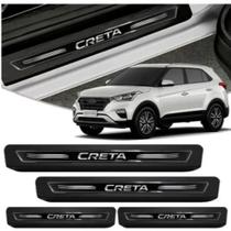 Kit 8 Peças Soleira De Porta Resinada Hyundai Creta Todos - Preta