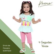 Kit 8 Peças Sortidas Menina 4 Conjuntos Verão Infantil