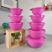 Kit 8 Peças Tigela Maravilhosa Rosa com Glitter - Tupperware Kit 8 Peças Tigela Maravilhosa Rosa com Glitter - Tupperware