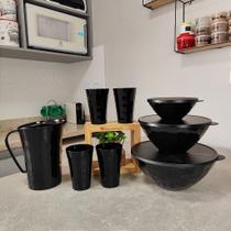 Kit 8 Peças Tupperware Prisma Preto - Jarra e Tigelas
