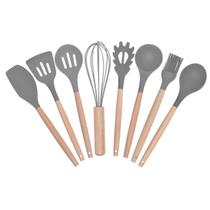 Kit 8 peças Utensilios para Cozinha Silicone e Bambu - UNIVENDAS