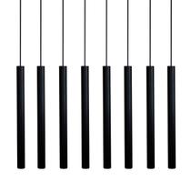 Kit 8 Pendente Luminária Tubo Preto 50 Cm