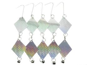Kit 8 Pendente Refletivo Losango com Sino Espanta Pássaros