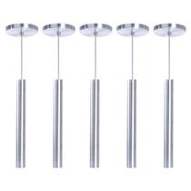 Kit 8 Pendente Tubo Alumínio Escovado 30cm LED Branco Quente Kit 8 Pendente Tubo Alumínio Escovado 30cm LED Branco Quente