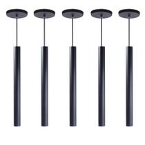 kit 8 Pendente Tubo Preto 40 Cm + Lâmpada LED Branco Frio kit 8 Pendente Tubo Preto 40 Cm + Lâmpada LED Branco Frio