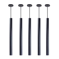 Kit 8 Pendente Tubo Preto 50cm Canopla 6cm LED Branco Frio