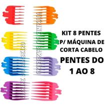 Kit 8 Pentes Coloridos Para Máquina De Corte Barbeiro!!